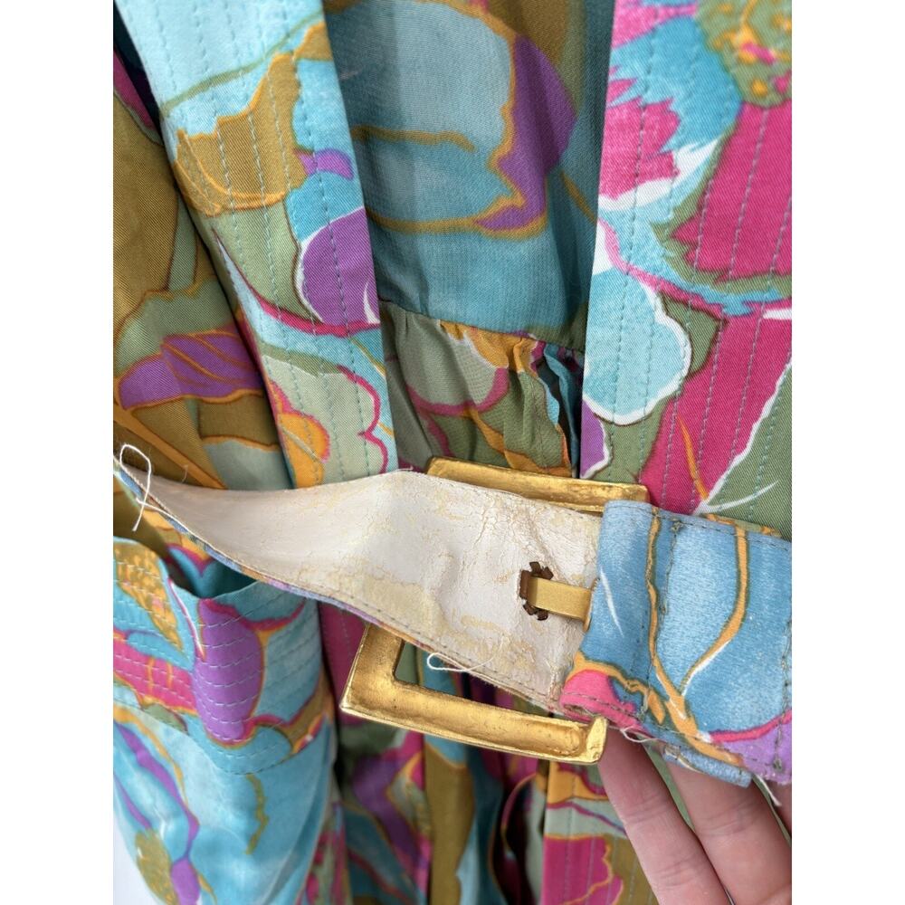 Mila Schon Vintage Dress Blazer Womens 42 / 48 Multicolor Floral Ruffles Layered - Picture 2 of 16